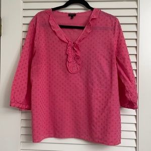 Ruffled, V-neck, Talbots Popover Blouse